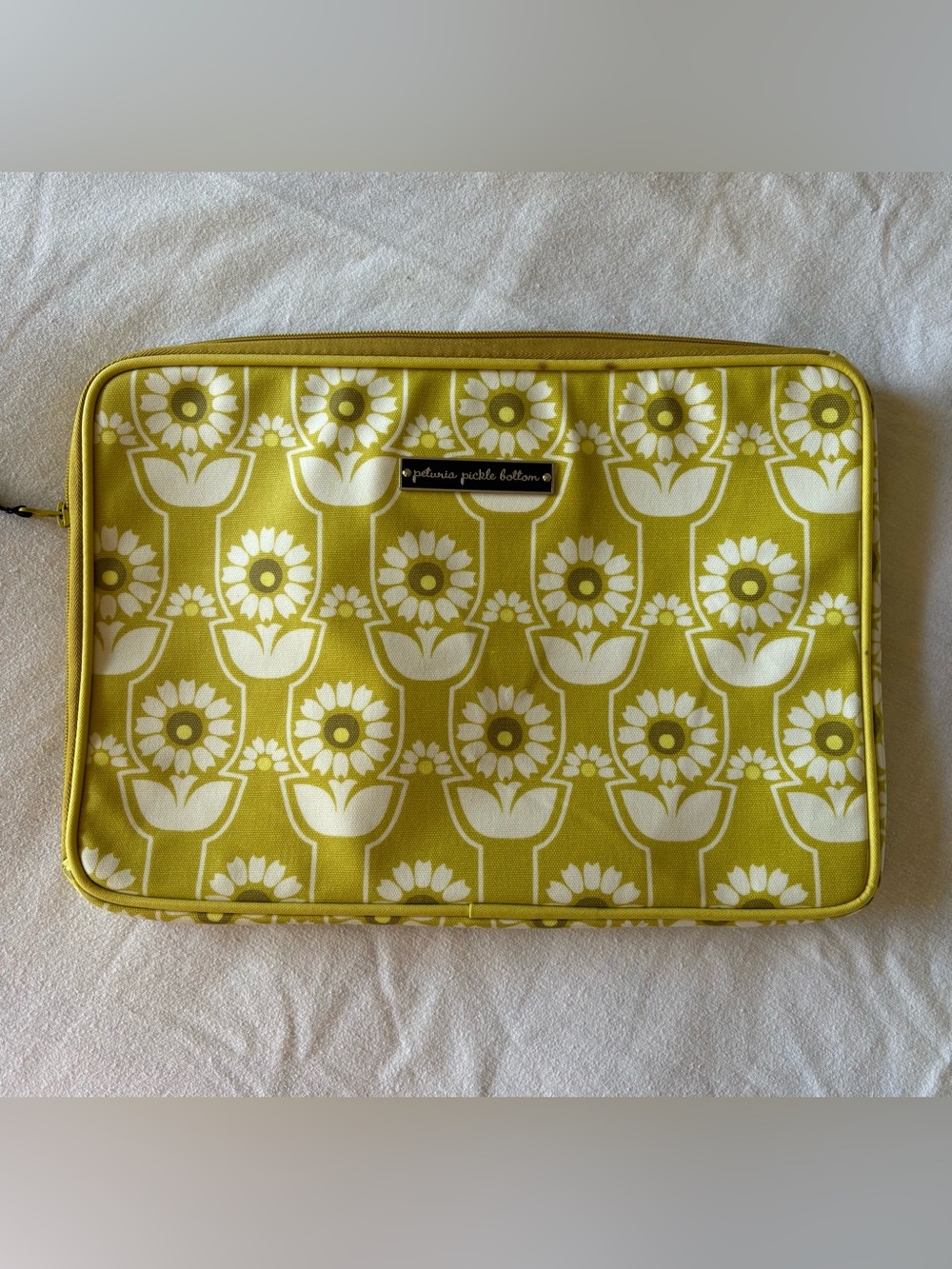 Petunia Pickle Bottom Yellow-Green Floral 13” Laptop Sleeve